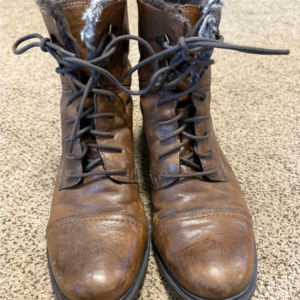 Clarks Brown Leather Women's Combat Boots